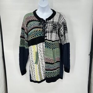 Free People Sweater Womens Large Multicolor Patterned Knit Boho Pullover Pockets